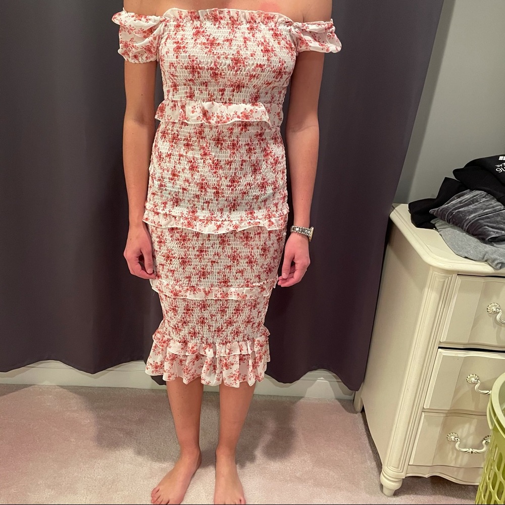 Smocked midi dress